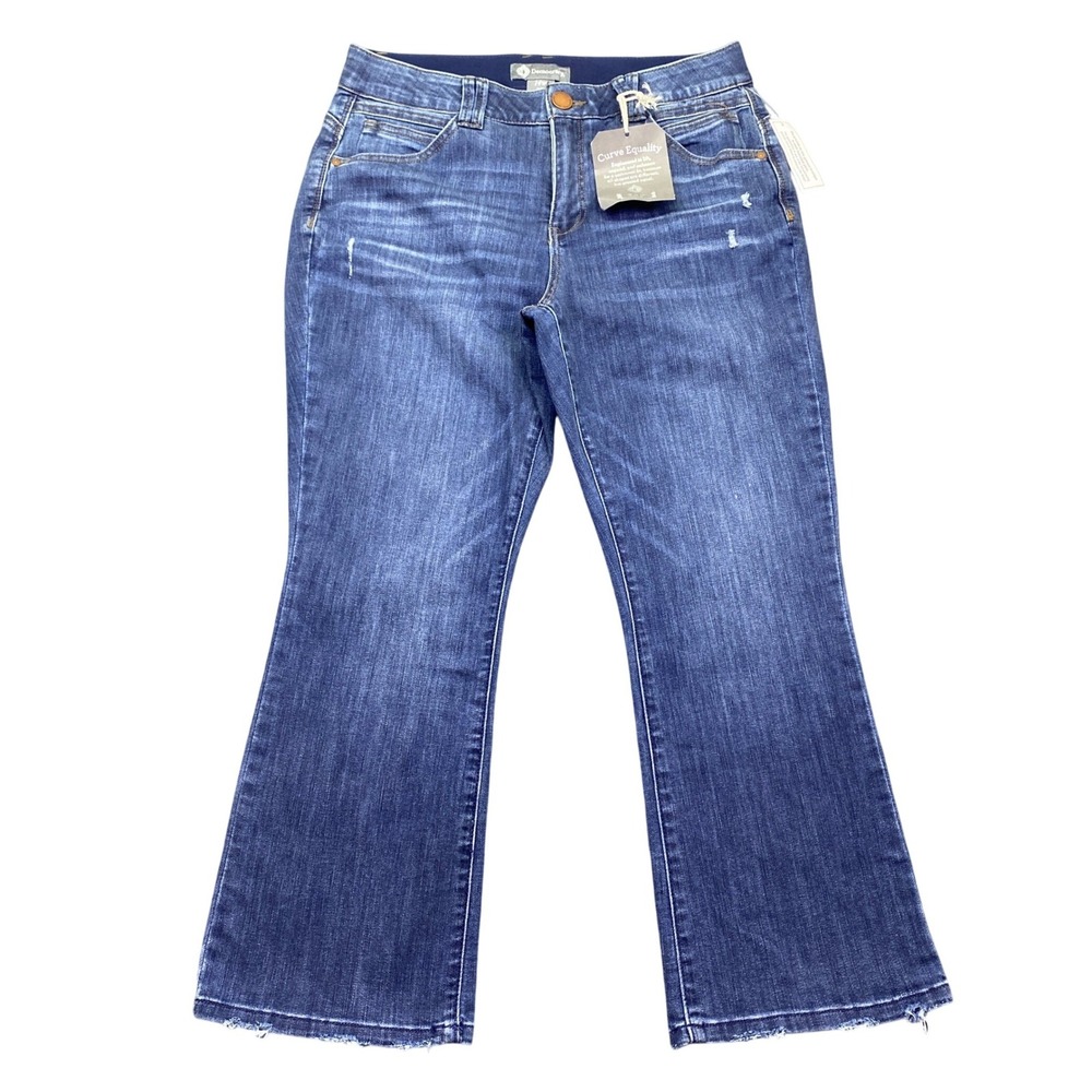Democracy Ab Solution Curve Equality Bootcut Jeans 14W Blue Distressed WN7K28961